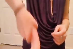 My svelte elegant sweetie jerks off my big prick