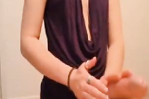 My svelte elegant sweetie jerks off my big prick