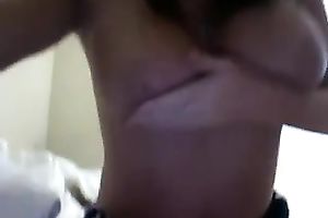 The charming booty and large milk shakes of shy legal age teenager on webcam