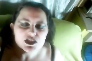 big beautiful woman goth doxy Mona gives me bawdy oral-stimulation and takes load on her juggs