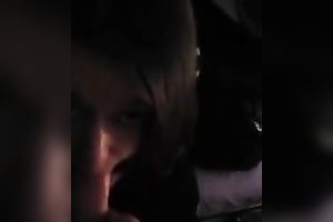 Amazing POV scene with a brunette hair coed sucking my cock