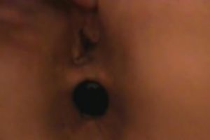 Big dark ball in the ass gap of my hottie peeping out