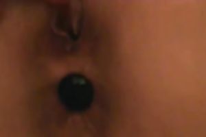 Big dark ball in the ass gap of my hottie peeping out