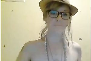 Pierced golden-haired wearing glasses sucks and rides my hard ramrod