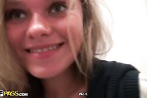 Fair-haired white wife shows her mangos and blowjob skills to a man