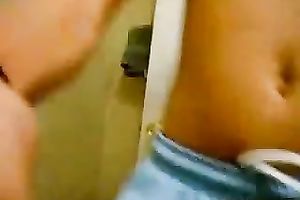 Mirror solo video with an non-professional slutwife playing with her fine meatballs