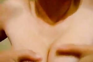 Mirror solo video with an non-professional slutwife playing with her fine meatballs