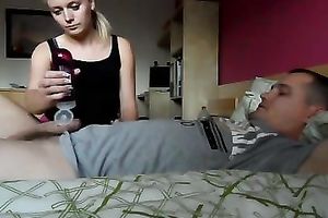 Petite blonde college girlfriend gives me fleshly cook jerking