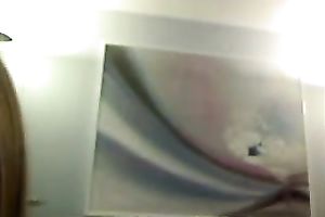 Amateur golden-haired white bitch 1st flashes her cookie and then blows dick