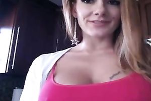 My beautiful and flirty horny white wife can't live without showing off her large scones