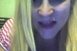 Young preggo blondie pets her pink muff with sex tool for me