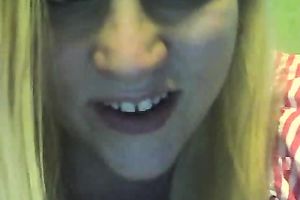 Young preggo blondie pets her pink muff with sex tool for me