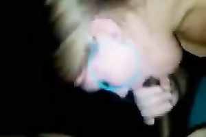 Trashy blond sucks my dark shaft and pays supplementary attention to my balls