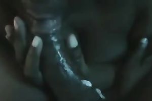Delightful black smooth knob of my hubby in my mouth