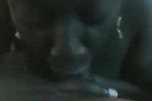 Delightful black smooth knob of my hubby in my mouth