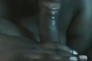 Delightful black smooth knob of my hubby in my mouth