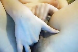 Lustful web camera white bitch digs her shaggy slit with her soaked fingers