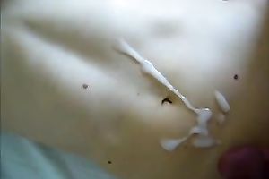 My housewife gives hand to me and lets me cum on her stomach