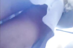 Upskirt of tiny blonde chick from Greece at airport