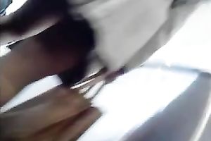 Upskirt of tiny blonde chick from Greece at airport