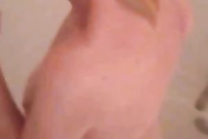 My svelte ravishing housewife takes a morning shower on webcam