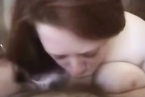 Chubby redhead can not take her lips off my weenie in POV video