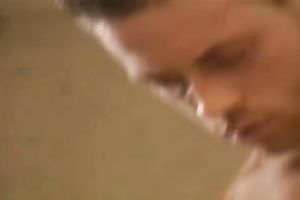 Bosomy golden-haired head foul receives double team hammered