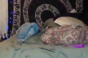 My purple-haired GF fingers her wet crack after I fuck it unfathomable