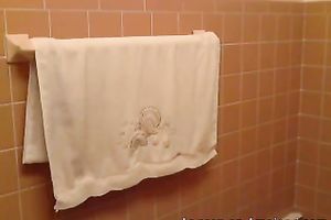 Busty legal age teenager honey films herself nude in the washroom