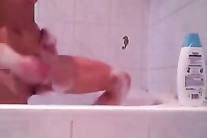 Aunt acquires lustful in bathroom and masturbates using soap and her toy