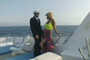 Seductive large boobed blondie has a wild sex on the yacht