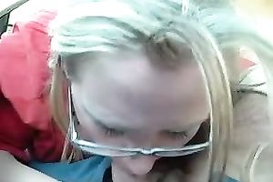 Playful big beautiful woman slut sucks my rock hard dong in the car