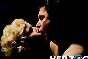 Lustful blond playgirl receives her shaggy love tunnel fucked in various positions in the night