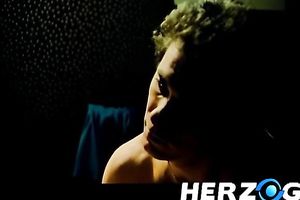 Lustful blond playgirl receives her shaggy love tunnel fucked in various positions in the night