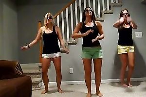 Homemade movie scene with me and my GFs dancing in our shorts