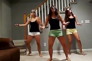 Homemade movie scene with me and my GFs dancing in our shorts