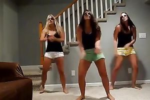 Homemade movie scene with me and my GFs dancing in our shorts