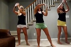 Homemade movie scene with me and my GFs dancing in our shorts