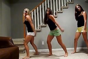 Homemade movie scene with me and my GFs dancing in our shorts