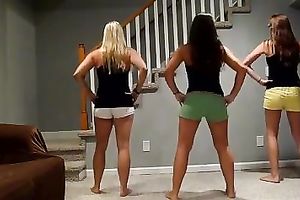 Homemade movie scene with me and my GFs dancing in our shorts