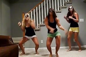 Homemade movie scene with me and my GFs dancing in our shorts
