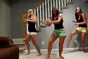 Homemade movie scene with me and my GFs dancing in our shorts