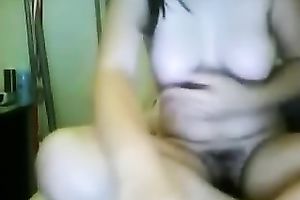 Slutty cam model in glasses masturbates for me on web camera