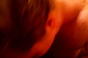 Busty redhead floozy sucks a dark shlong in homemade POV movie