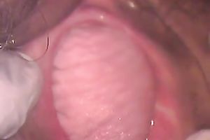 Trashy hoochie lets her paramour examine her swollen twat