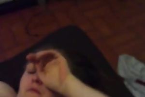 Fat floozy with well-matured boobs is rubbing her thick snatch for me