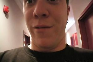 Pretty golden-haired gives head to a dude and receives screwed in the missionary pose