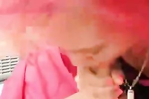 My pink-haired GF is indeed worthy at giving blowjobs