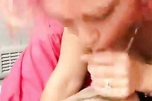 My pink-haired GF is indeed worthy at giving blowjobs