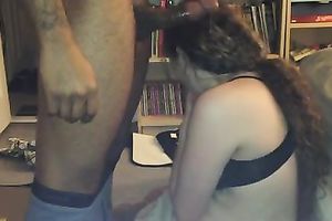 Long-haired prostitute kneels in front of me to engulf my BBC